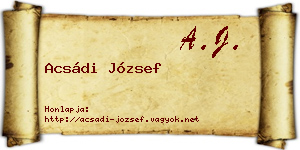 Acsádi József névjegykártya